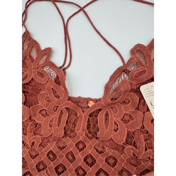 NWT Free People Womens Copper Brown Lace Bralette Size Large - Picture 4 of 6